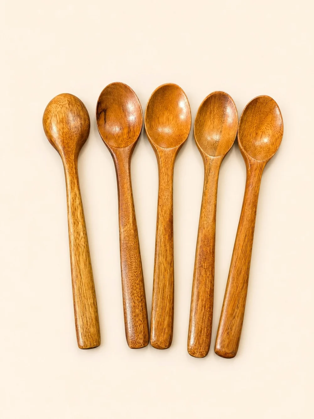 5 Pc Wooden Spoon Set – 6.5” Handcrafted Wood Spoons Kitchen Utensils Rustic